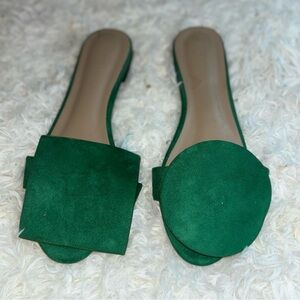 SHEIN Green Minimalist Slide Sandals | Square Toe Flats | Size 8